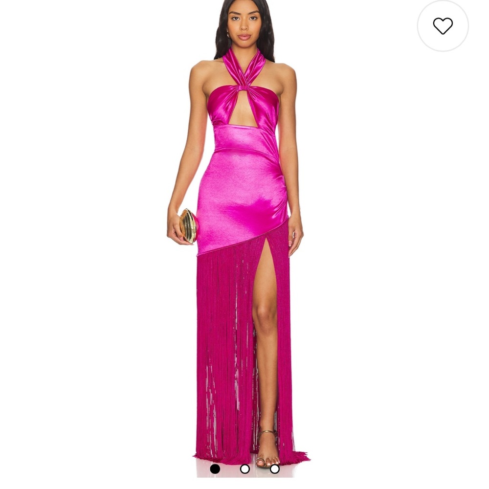 Bronx and Banco Fuchsia Backless Fringe Dress